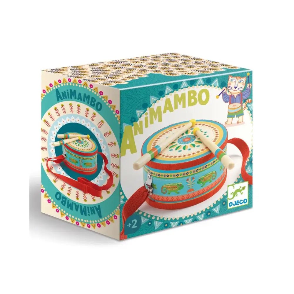 Animambo Tambor Instrumento musical Djeco animambo-tambor-instrumento-musical-vistoso-turquesa-rojo-168