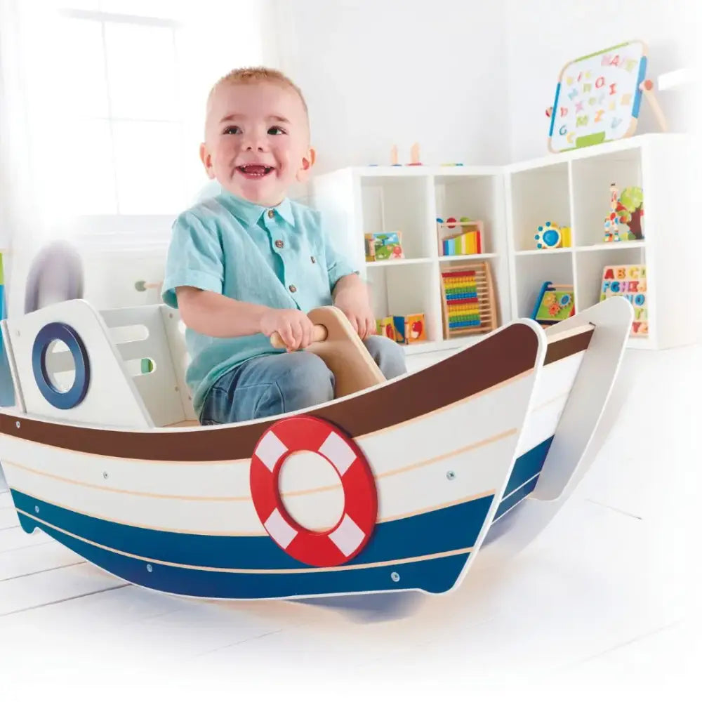 Balancín Barca Hape balancin-barca-de-madera-bote-azul-305