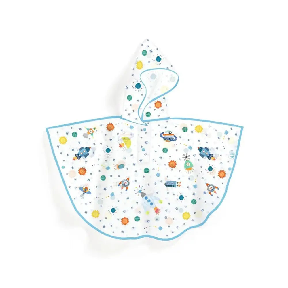Capa de lluvia Cohete - S (110-122cm) Life style by Djeco capa-de-lluvia-cohete-s-110-122cm-blanco-poncho-azul-464