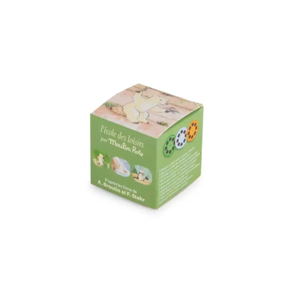 Discos - Calinours Moulin Roty discos-calinours-verde-beige-en-forma-de-cubo-356