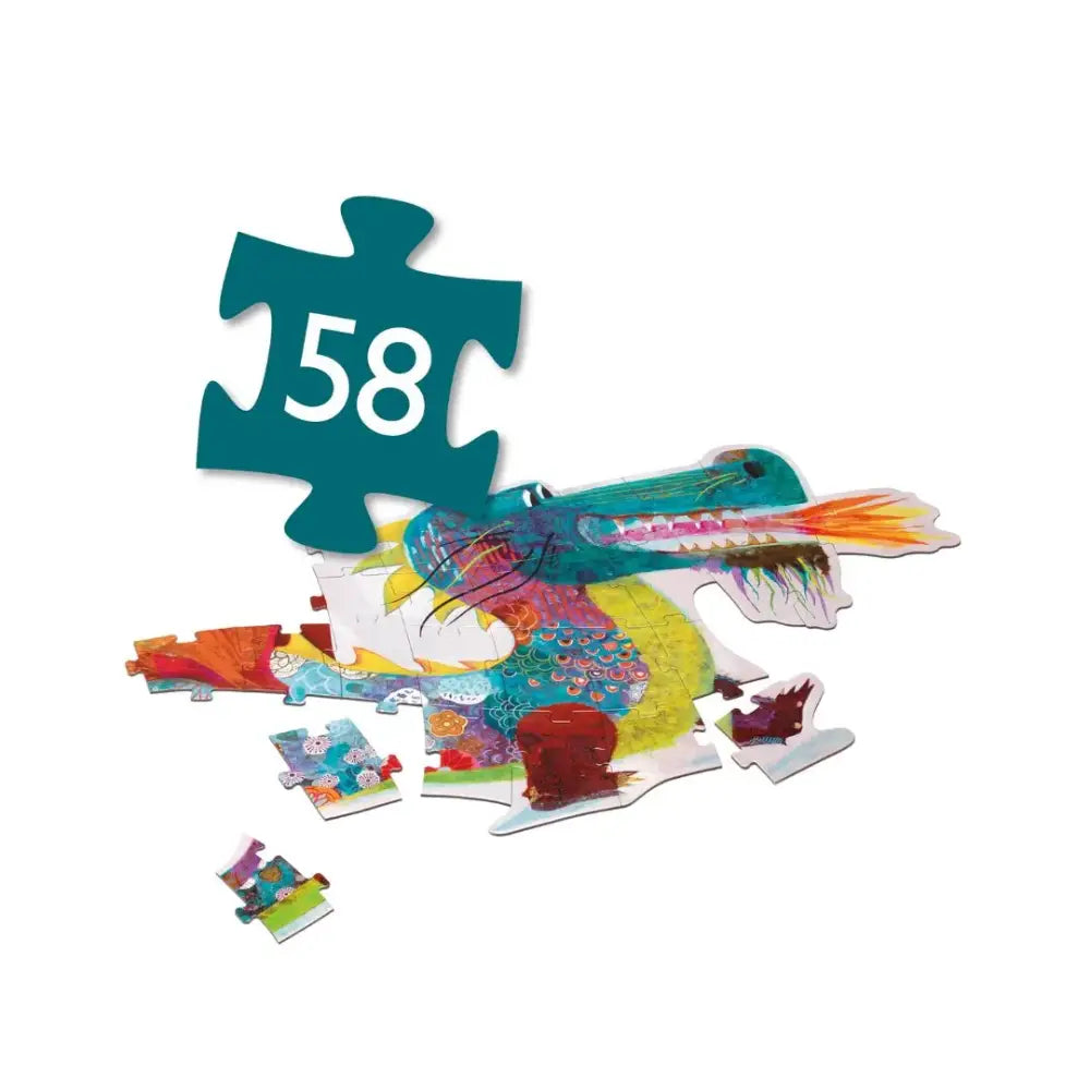 Gigante - El dragón León Puzzles Gigantes Djeco gigante-el-dragon-leon-puzzles-gigantes-verde-azulado-rompecabezas-719