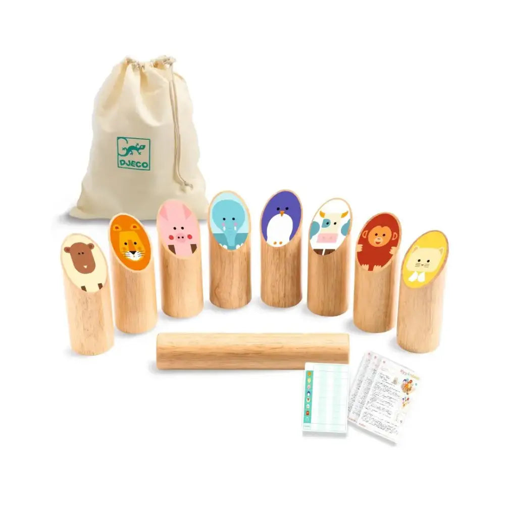 Juego de bolos Kyyänimo Djeco juego-de-bolos-kyyaenimo-madera-colocar-con-tematica-animal-402