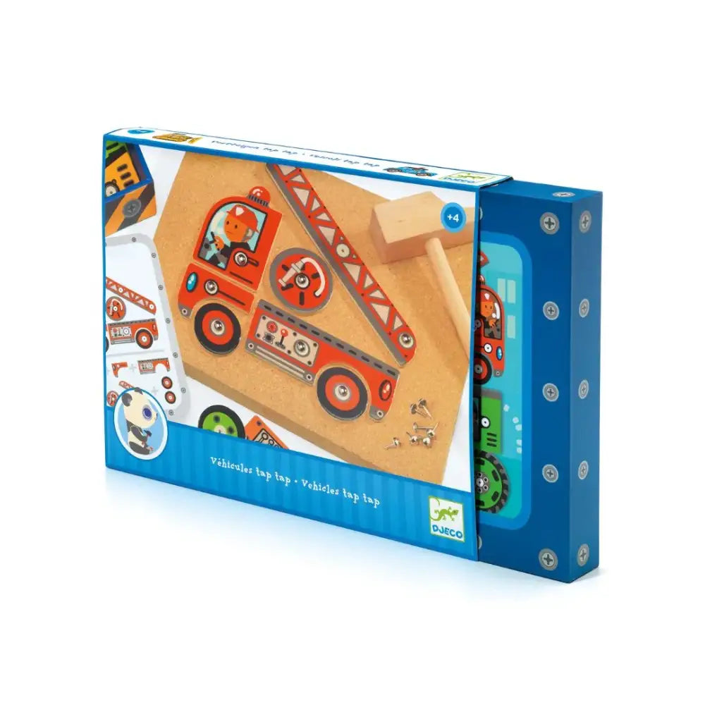 Juego tap tap vehículos Motricidad Djeco juego-tap-vehiculos-azul-naranja-juguete-808