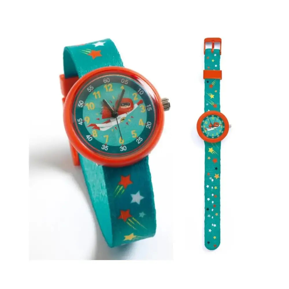 Reloj - Superhéroe Life style by Djeco reloj-superheroe-turquesa-naranja-para-ninos-772