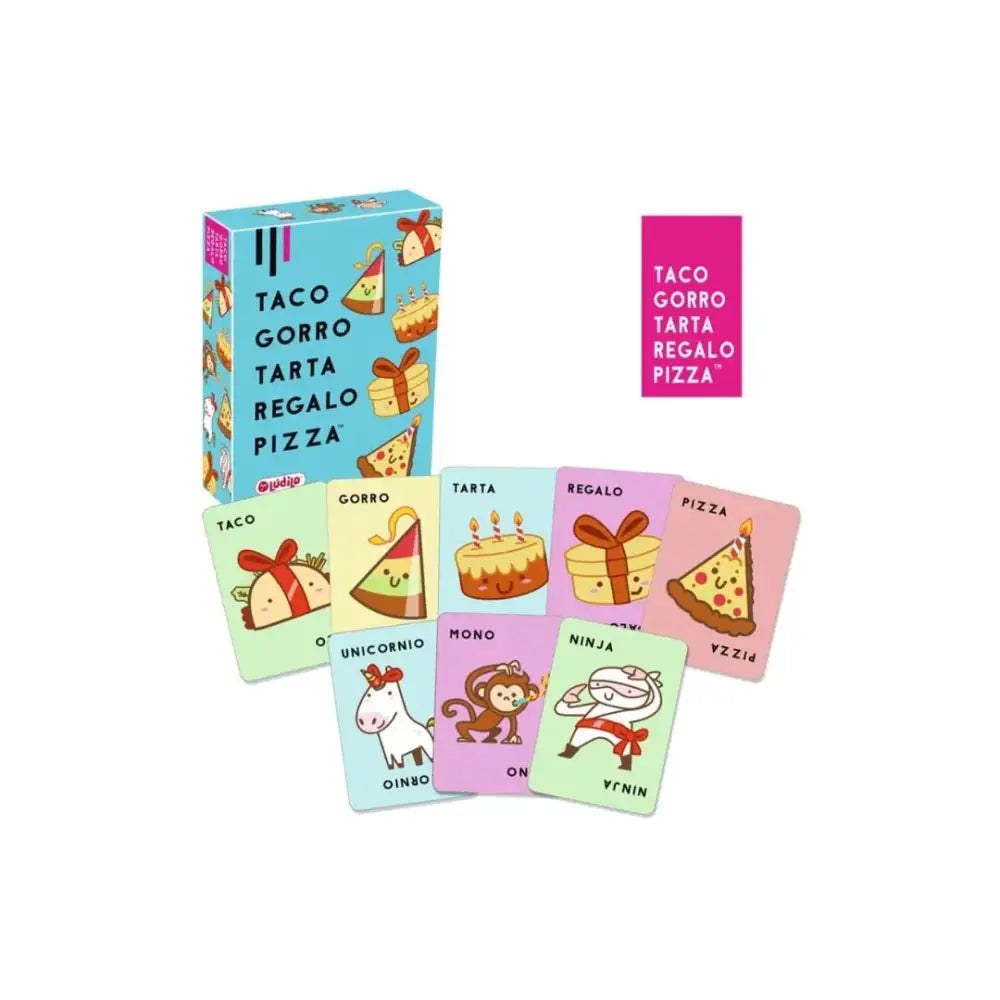 Taco, Gorro, Tarta, Regalo, Pizza Juegos de cartas Ludilo taco-gorro-tarta-regalo-pizza-juegos-de-cartas-tarjeta-juego-dibujos-animados-379