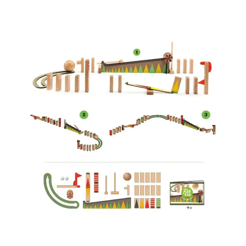 Zig & Go - 27 pzas Canicas Djeco zig-go-27-pzas-de-madera-domino-pista-460