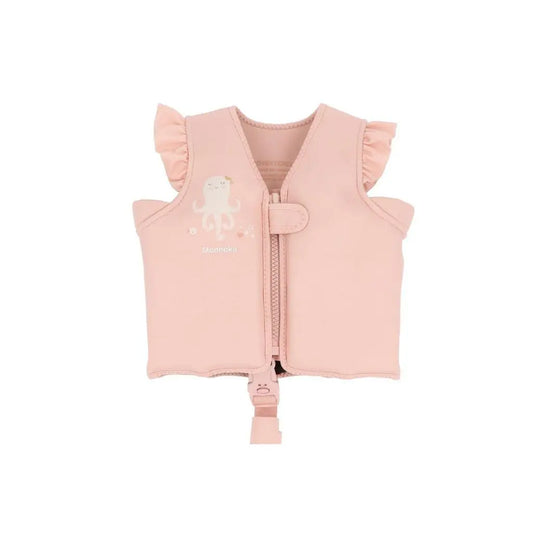 Chaleco flotador infantil rosa Monnëka Jolie The Octopus con volantes y sistema de flotación segura