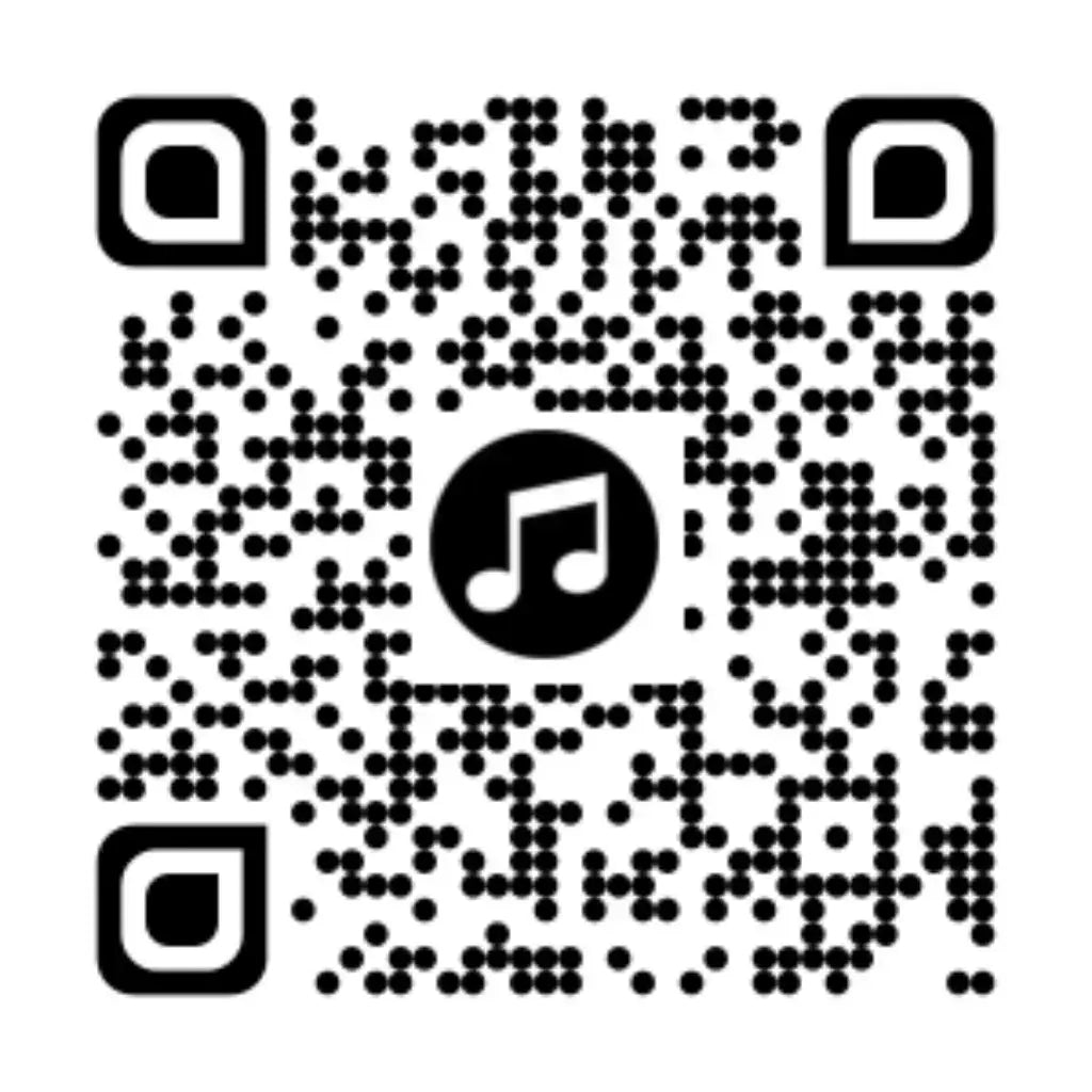 Código QR con un símbolo de nota musical en el centro.