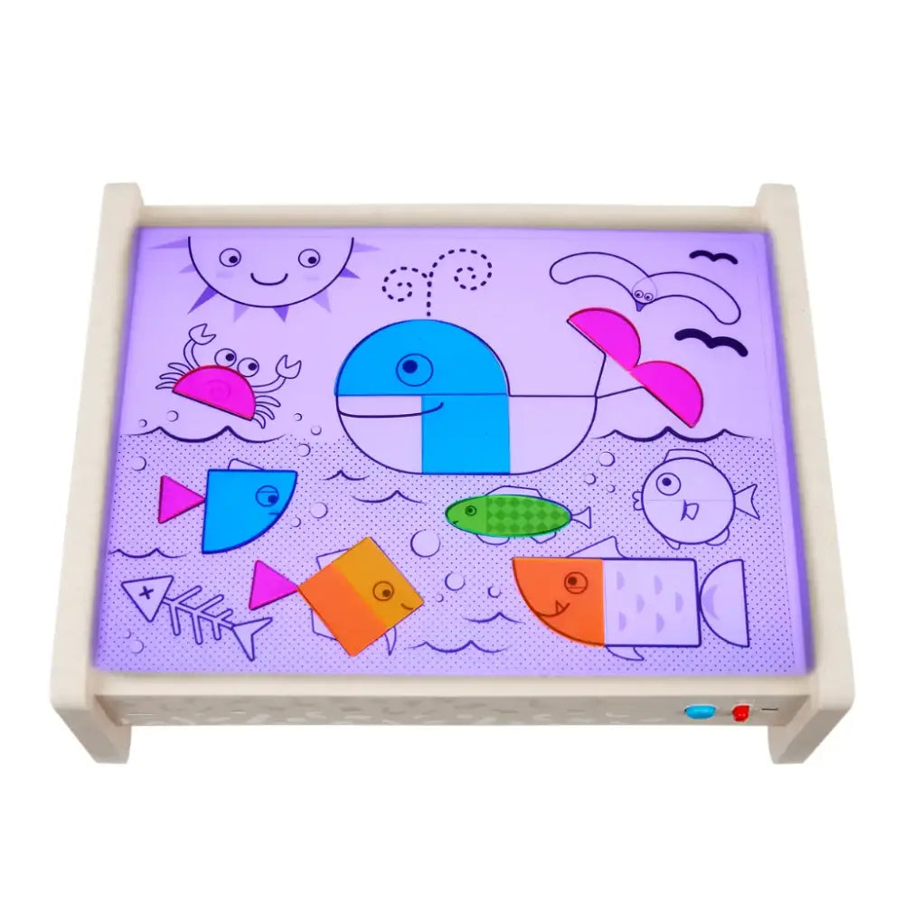B. Mesa de luz kit educacional Material Mesa de Luz Mybtoys b-mesa-de-luz-kit-educacional-material-madera-rompecabezas-junta-409