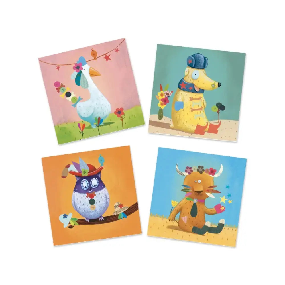 Crear con Pegatinas - Animales Manualidades Djeco Art & Craft crear-con-pegatinas-animales-manualidades-cuatro-vistoso-dibujos-animados-851