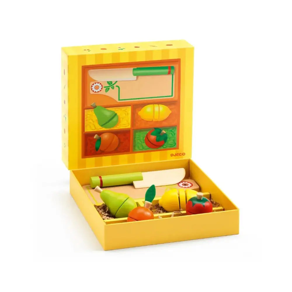 Imitación frutas y verduras Simbólico Djeco imitacion-frutas-y-verduras-amarillo-de-madera-juguete-800