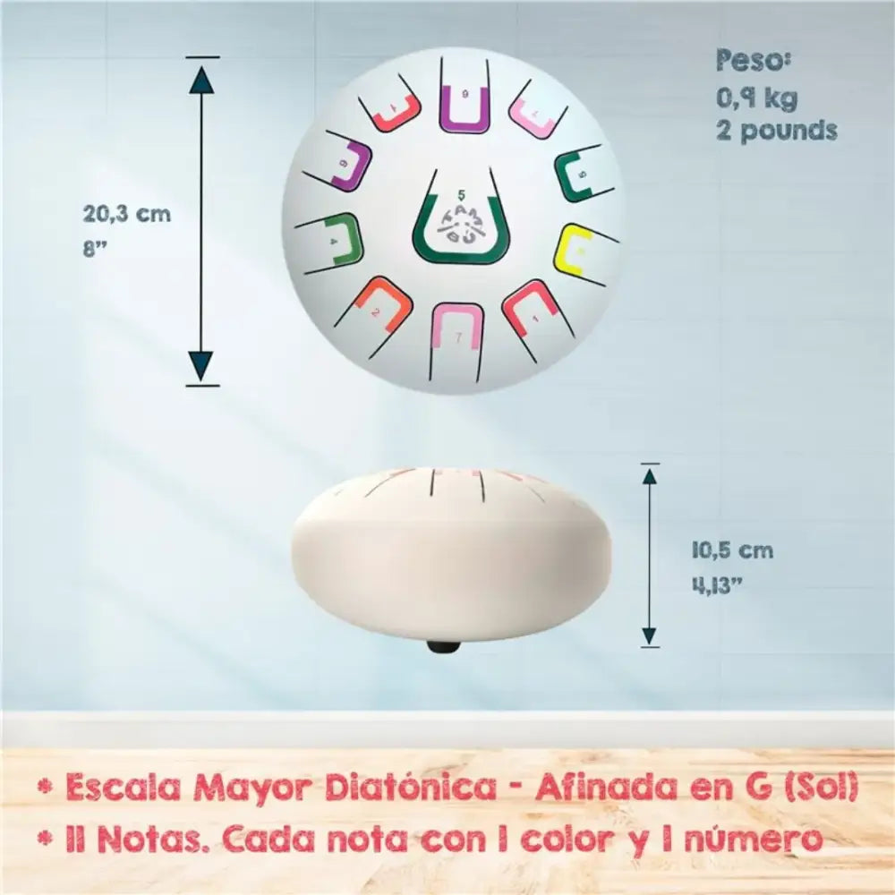Tambú 8" 11 notas - Blanco mate Instrumento musical JuegaConmigo tambu-8-11-notas-blanco-mate-instrumento-musical-circular-573