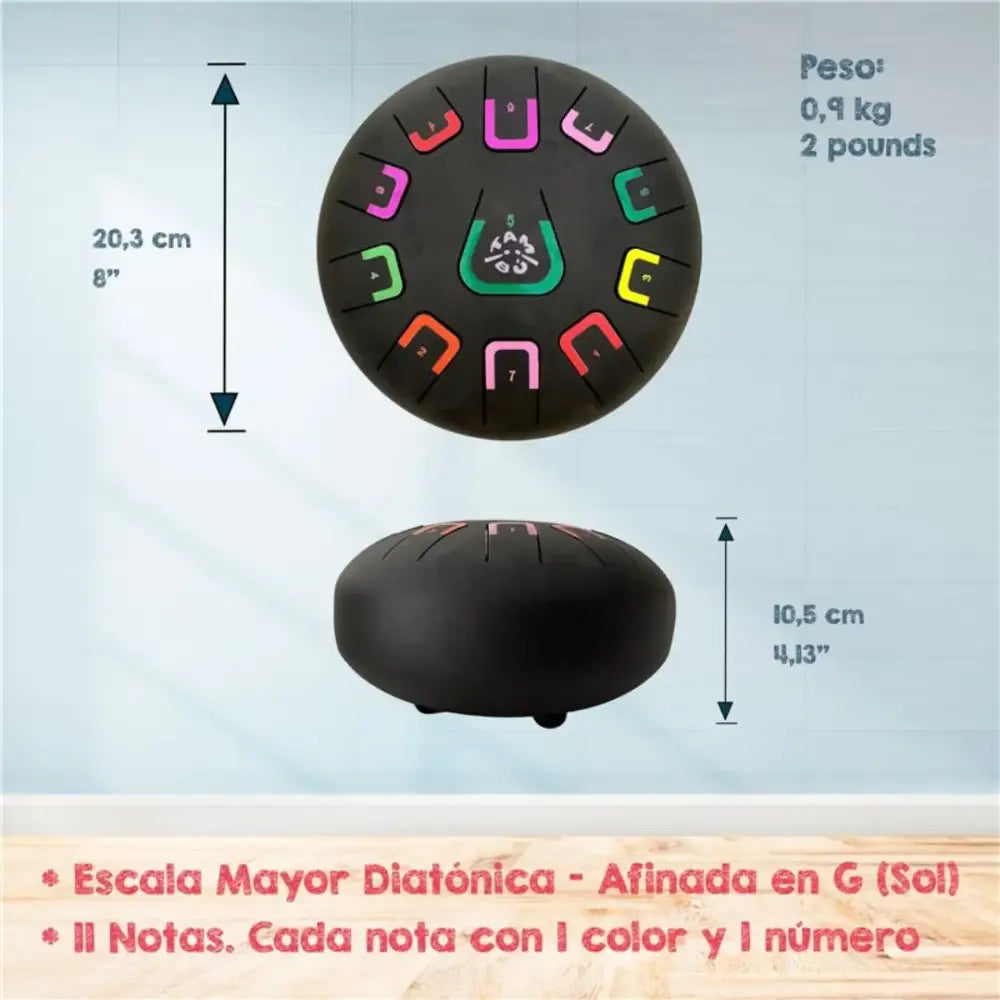 Tambú 8" 11 notas - Negro Mate Instrumento musical JuegaConmigo tambu-8-11-notas-negro-mate-645