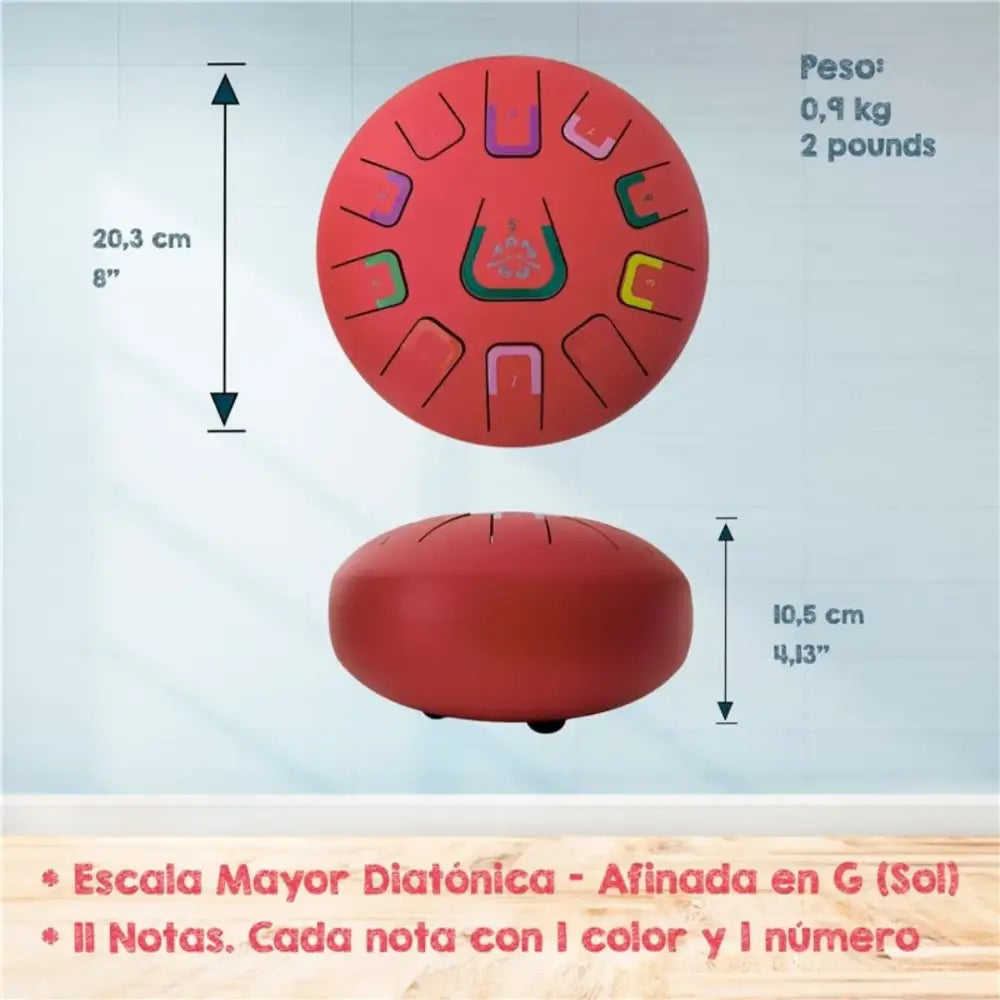 Tambú 8" 11 notas - Rojo mate Instrumento musical JuegaConmigo tambu-8-11-notas-rojo-mate-808