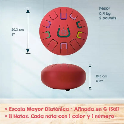 Tambú 8" 11 notas - Rojo mate Instrumento musical JuegaConmigo tambu-8-11-notas-rojo-mate-808