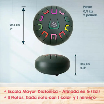 Tambú 8" 11 notas - Verde jungla mate Instrumento musical JuegaConmigo tambu-8-11-notas-verde-jungla-mate-268